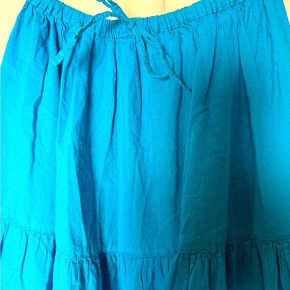 Bohemian Style Flowing 100% Cotton Dress Made in India Bright Blue Womens Sz 28" - Picture 3 of 6